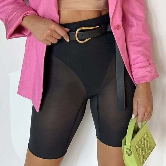Yitty Black Sheer Mesh Me High Rise Cut Smoothing 80s Shapewear Shorts‎ Size 2X - Picture 1 of 11